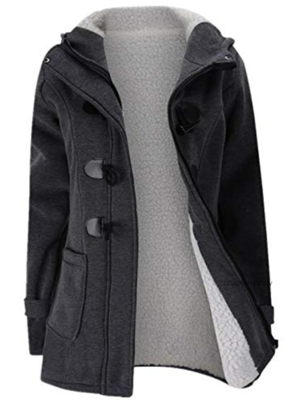 Womens Horn Button Fleece Thicken Coat Hood Winter Warm Jacket